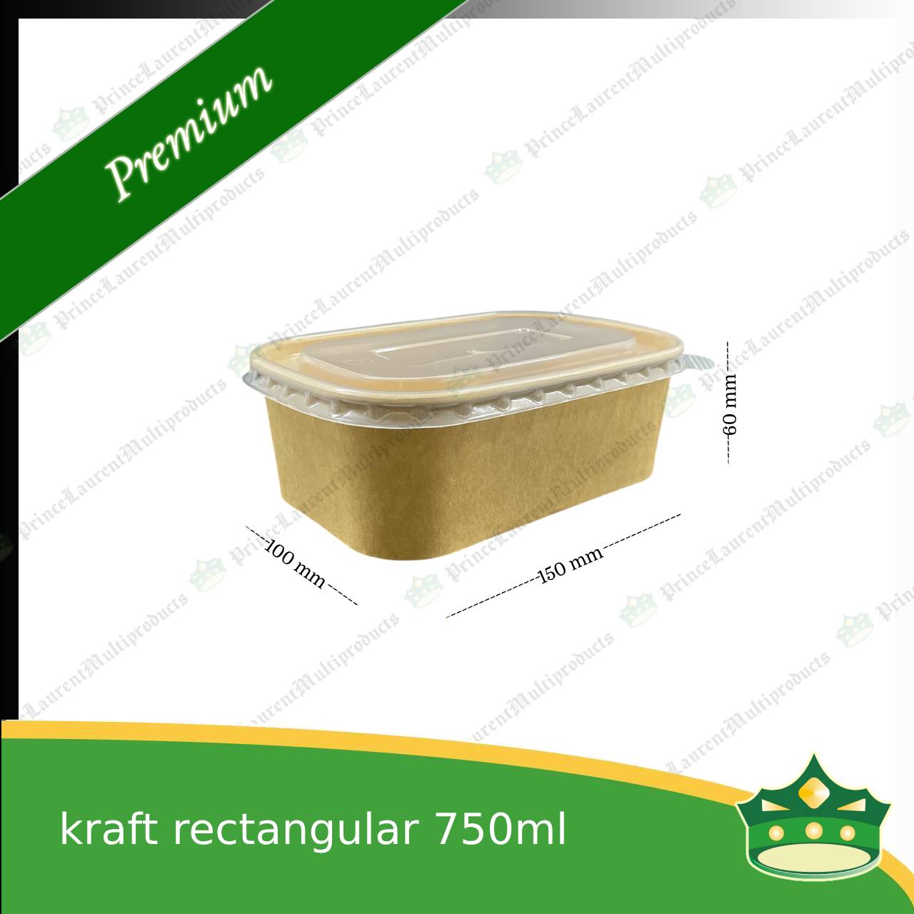 [50 pcs] kraft rectangular box with lid 750cc laminated for rice meal, other food products