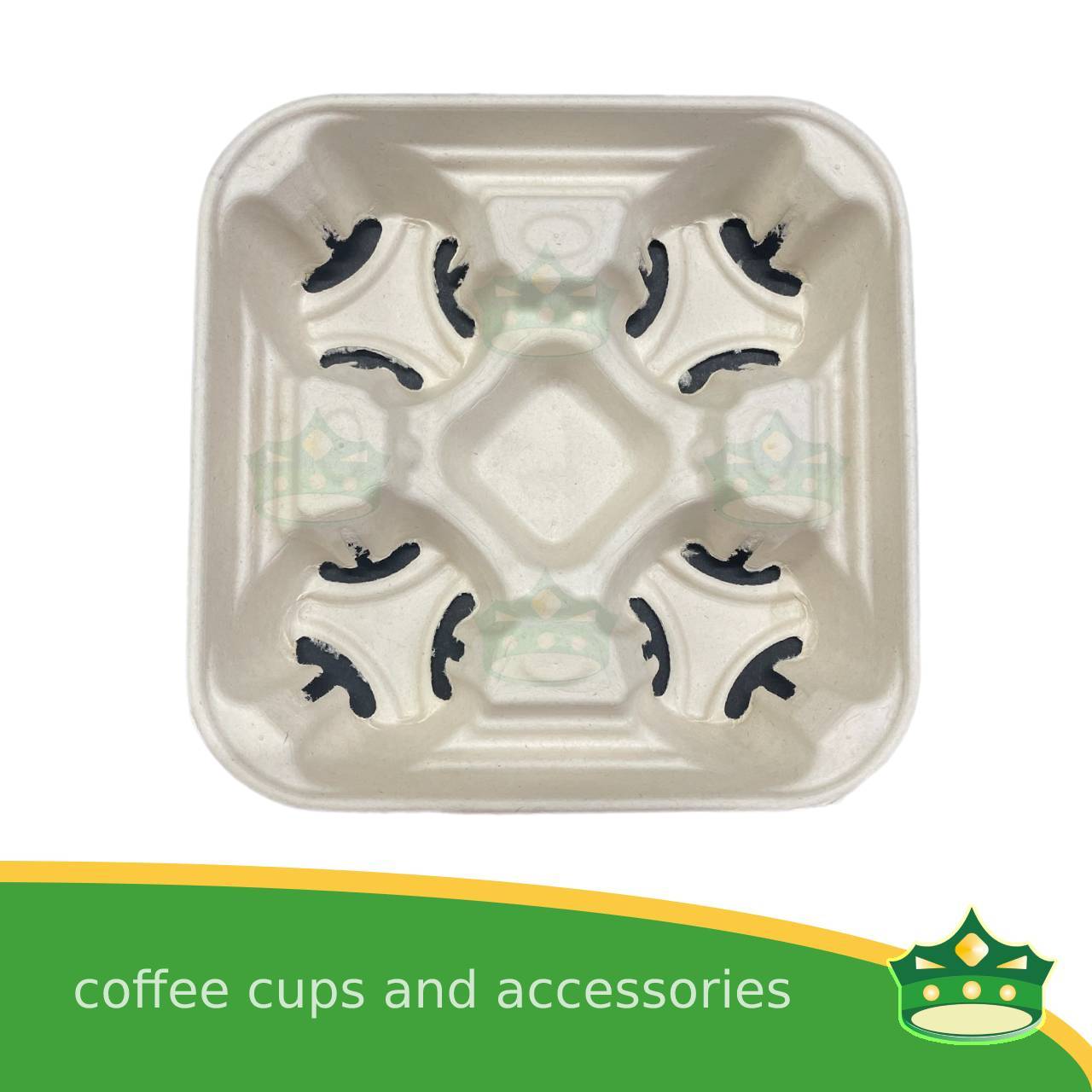 [50 pcs] bagasse coffee take-out tray, coffee cup holder by 2 cups or 4 cups hole trays to hold cups steadily