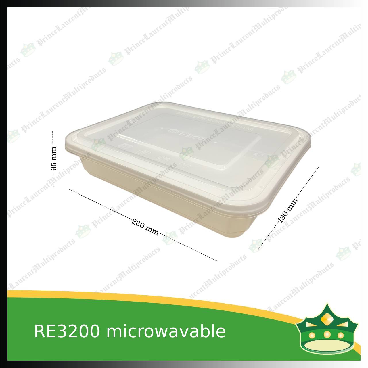 [5 pcs] IBOX brand 3200ml microwavable plastic large rectangular container with lid for take out or storage of food products