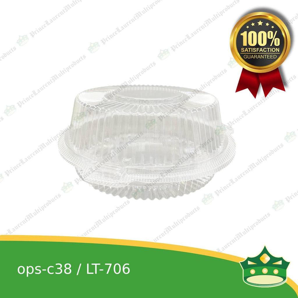 [50 pcs] clear clamshell OPS-c38 round OPS clearview food containers for any food products, muffins, cakes, chiffon, cupcakes, salad, fruit, baked goods