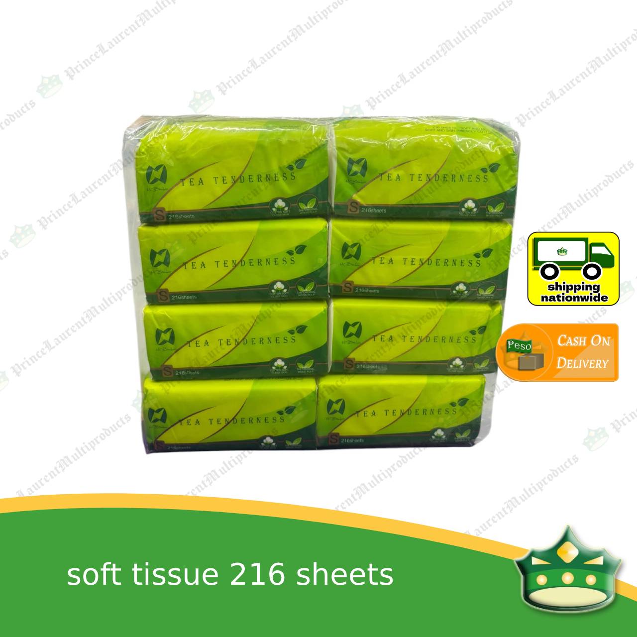 [1 pack x 8 packets] soft tissue white 216's Mr.bamboo for personal, office or household uses