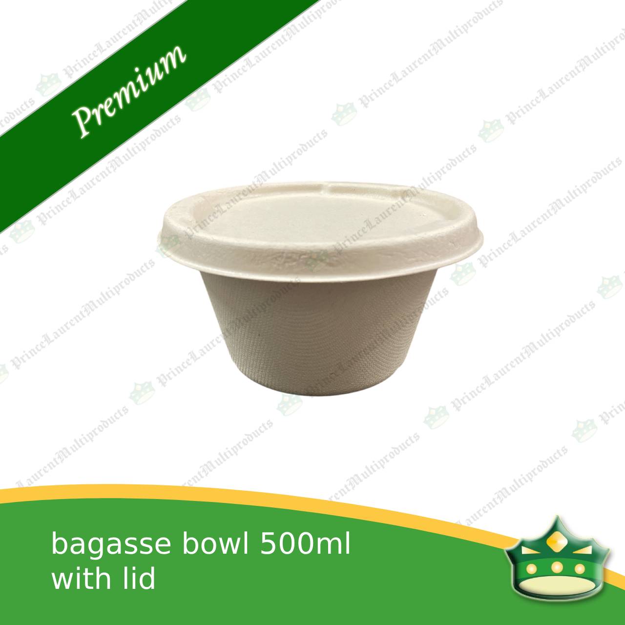 [50 pcs] bagasse bowl with lid 500 ml compostable biodegradable bowl for soup, salads, rice meals