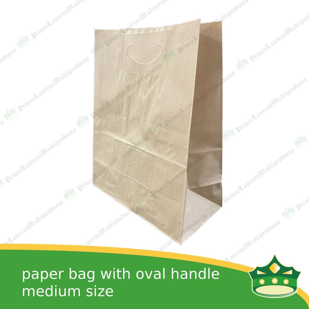 [50 pcs] kraft paper bag with oval handle medium (241x118x310mm)