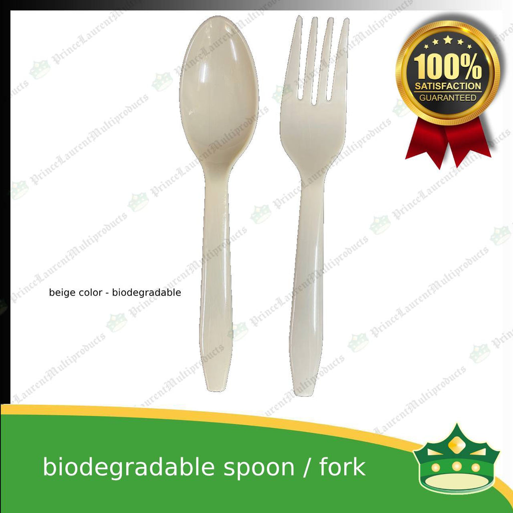 [25 pcs] biodegradable spoon or fork beige 5.875 inches length disposable cutleries for parties events and celebration