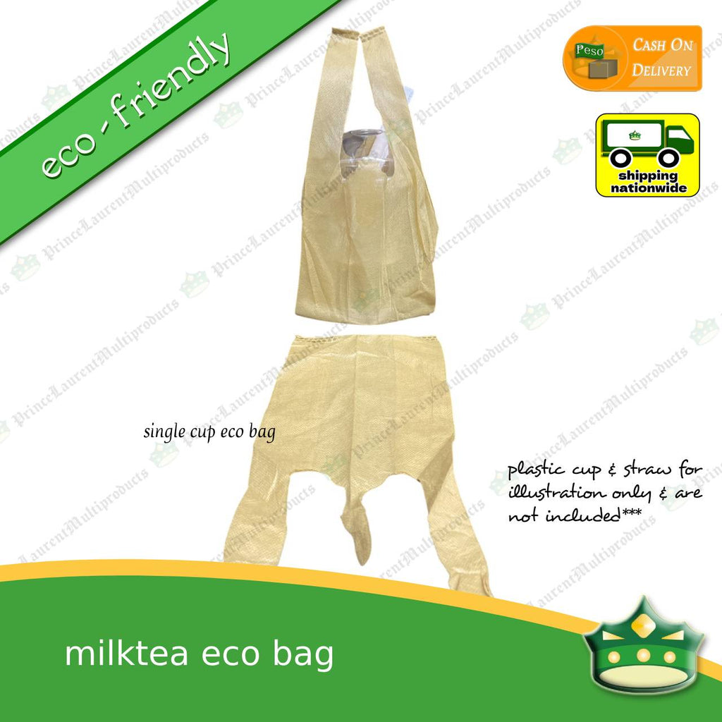 [100 pcs] milk tea eco bag milktea ecobag biodegradable sando bag reusable & environment friendly bag