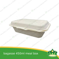 [50 pcs] bagasse 450ml meal box paper take out food box compostable biodegradable take away boxes for meals, rice toppings, catering food