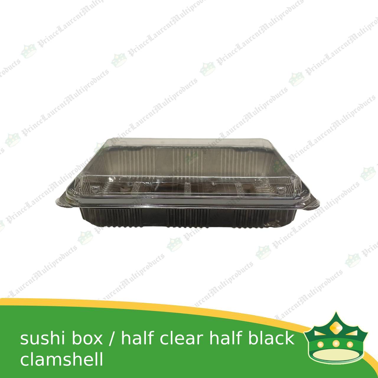 [50 pcs] sushi box clamshell half clear half black ssc-2