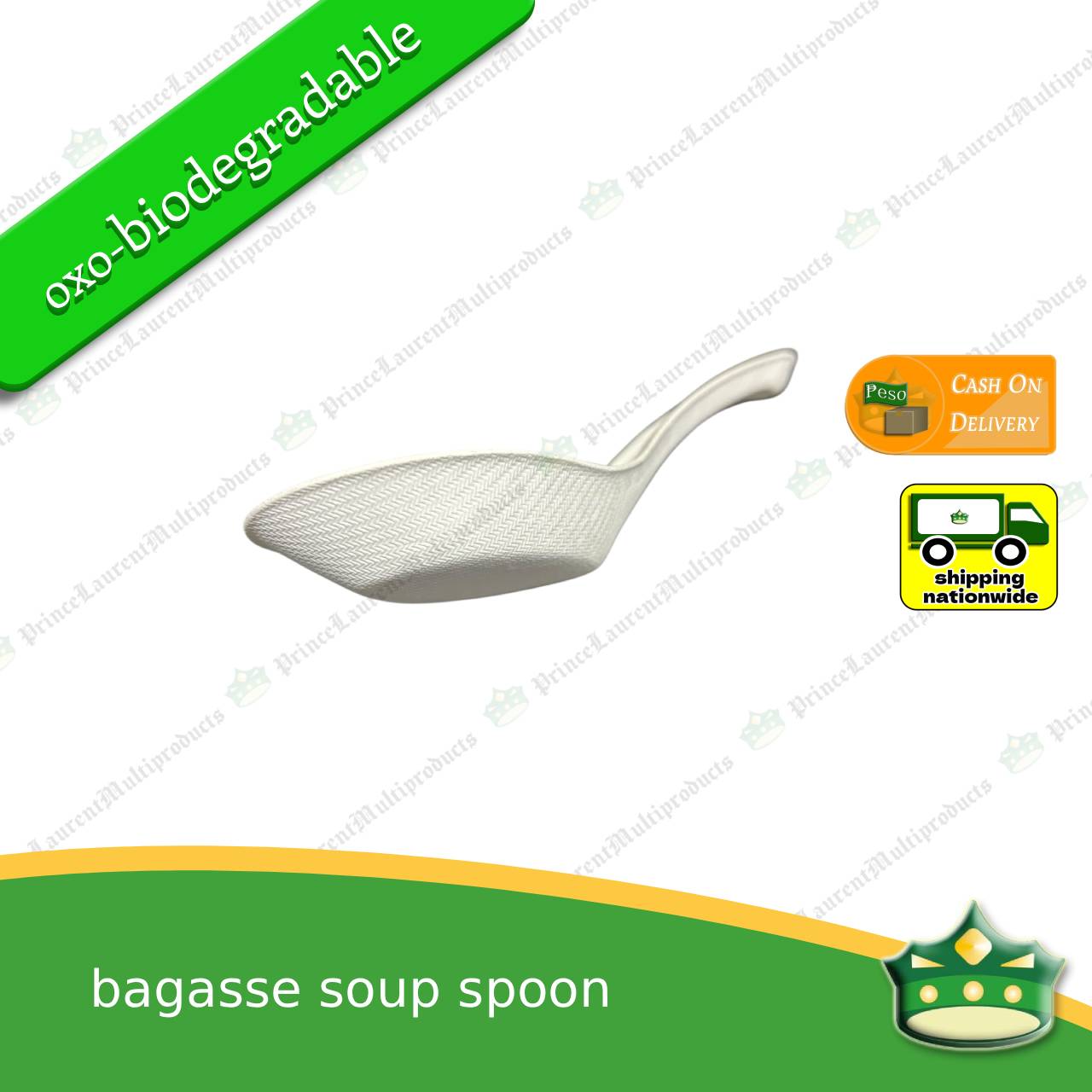 [25 pcs] bagasse soup spoon or biodegradable disposable Chinese spoon for soups, desserts