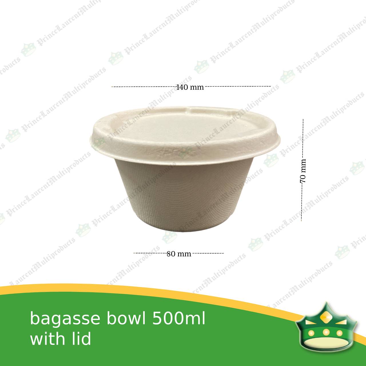 [50 pcs] bagasse bowl with lid 500 ml compostable biodegradable bowl for soup, salads, rice meals