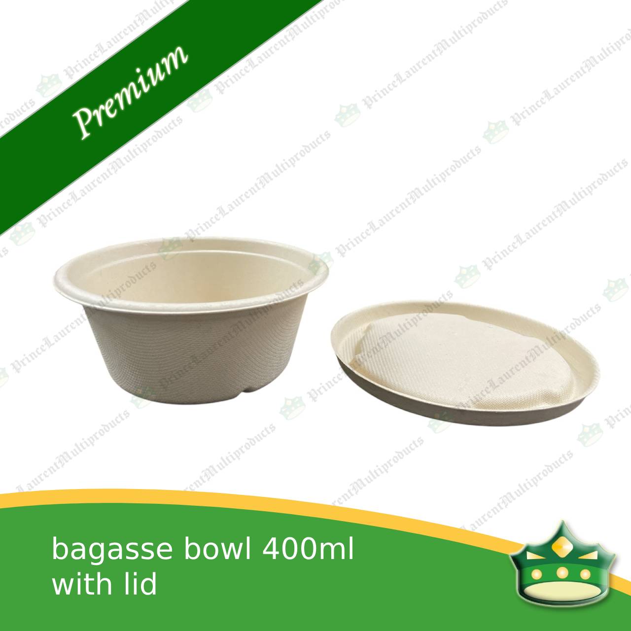 [50 pcs] bagasse bowl with lid 400 ml compostable biodegradable bowl for soup, salads, rice meals