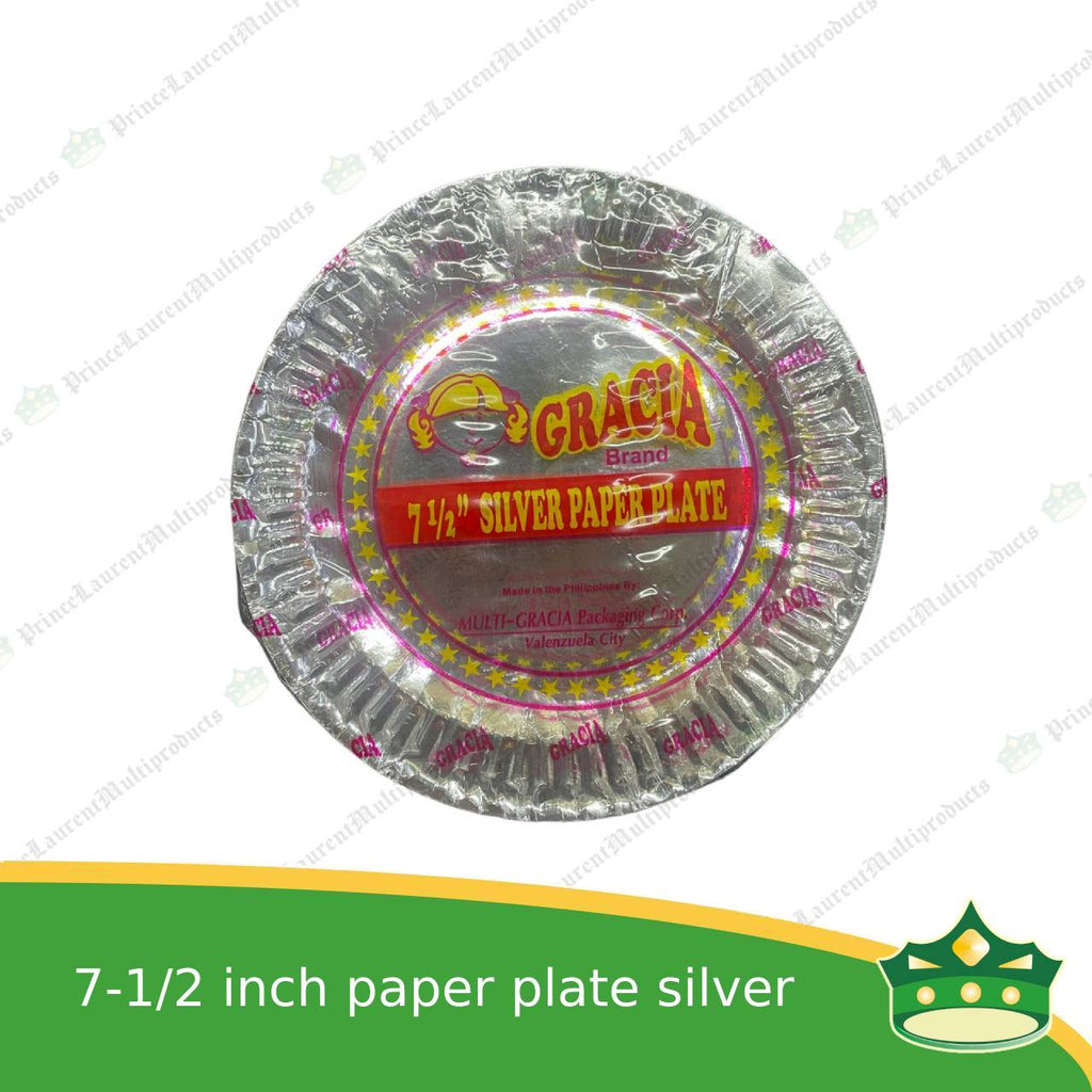 [25 pcs] 7-1/2 paper plate silver coated use as disposable serving dish for all occasions