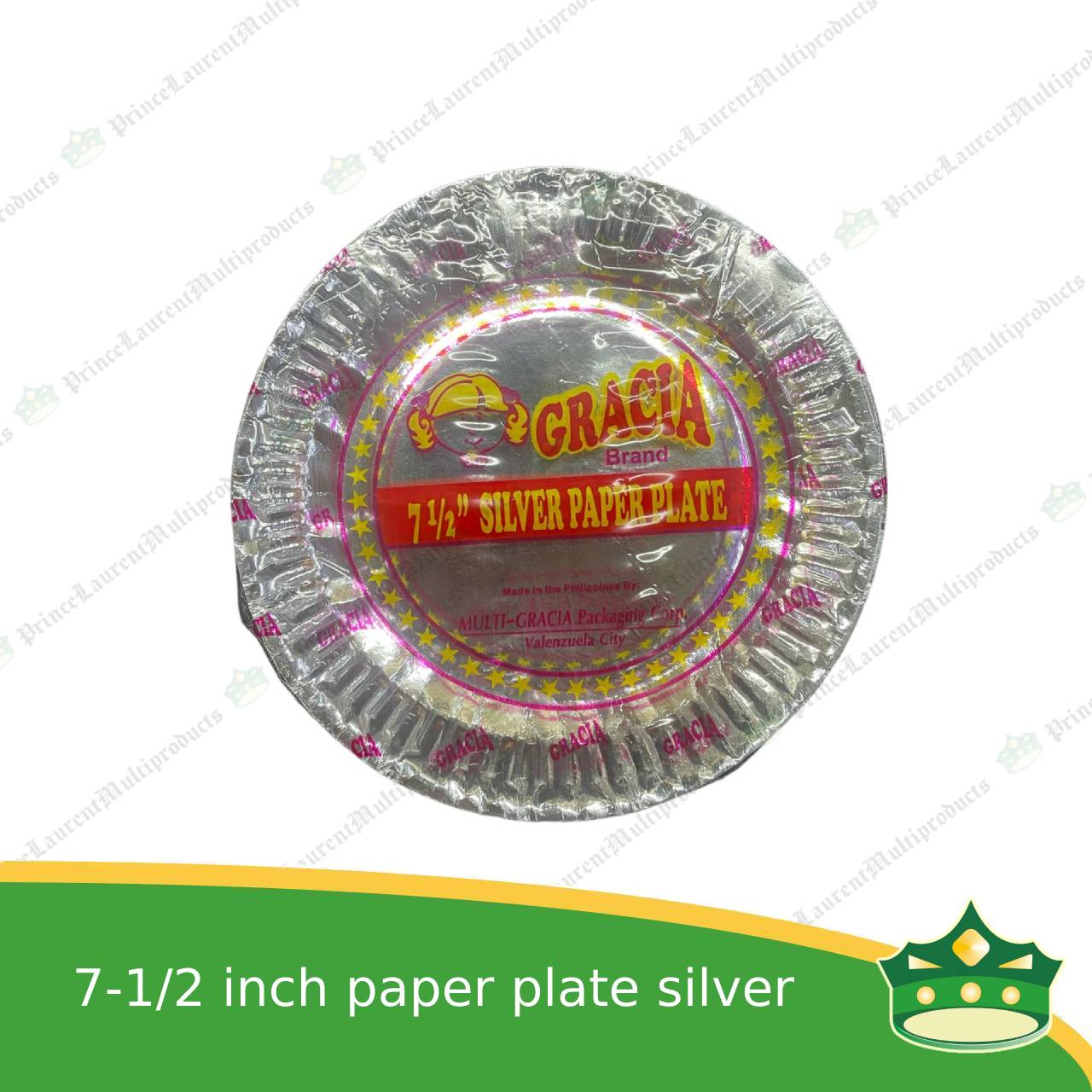 [25 pcs] 7-1/2 paper plate silver coated use as disposable serving dish for all occasions