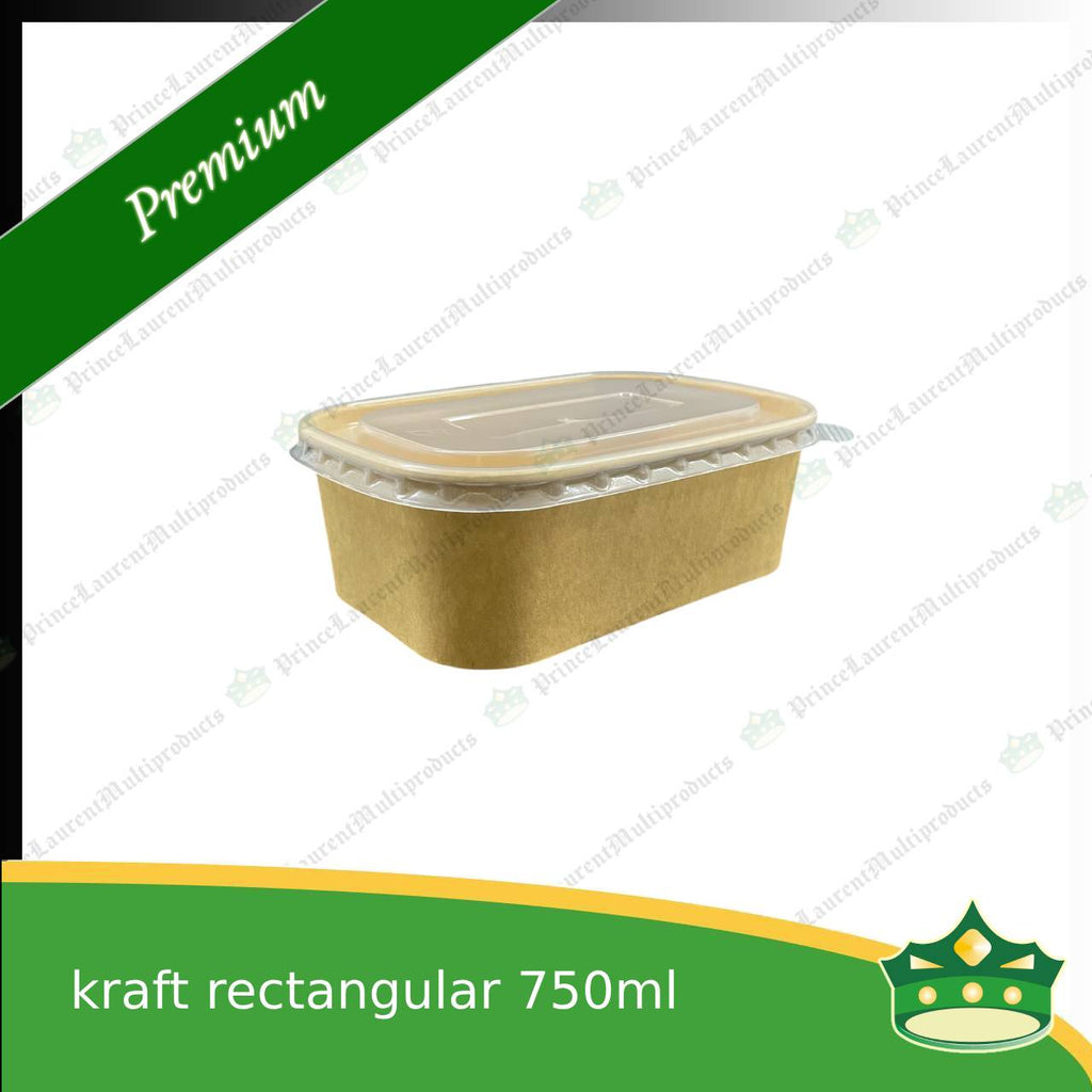 [50 pcs] kraft rectangular box with lid 750cc laminated for rice meal, other food products