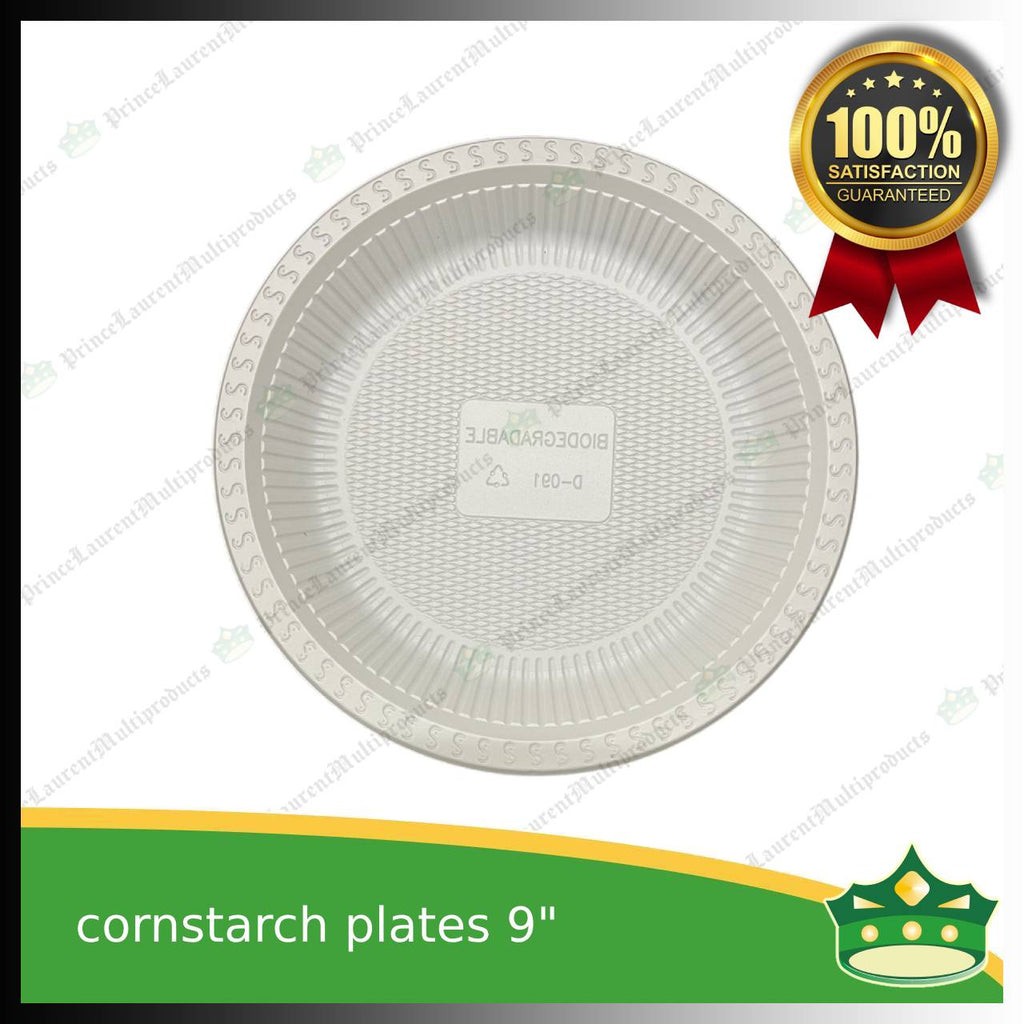 [50 pcs] 9 inch plate compostable cornstarch biodegradable serving plate
