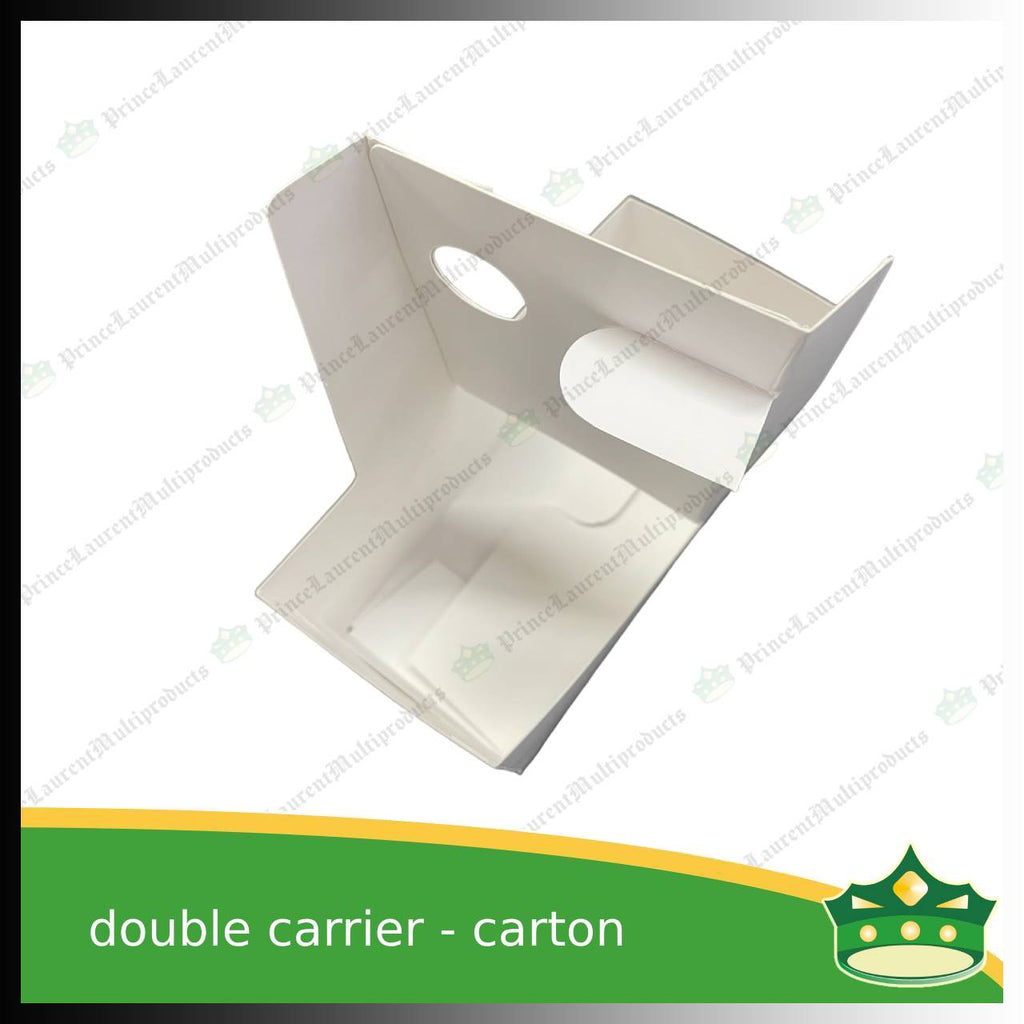 [50 pcs] double cup carrier carton white for take out of beverages, milktea, coffee