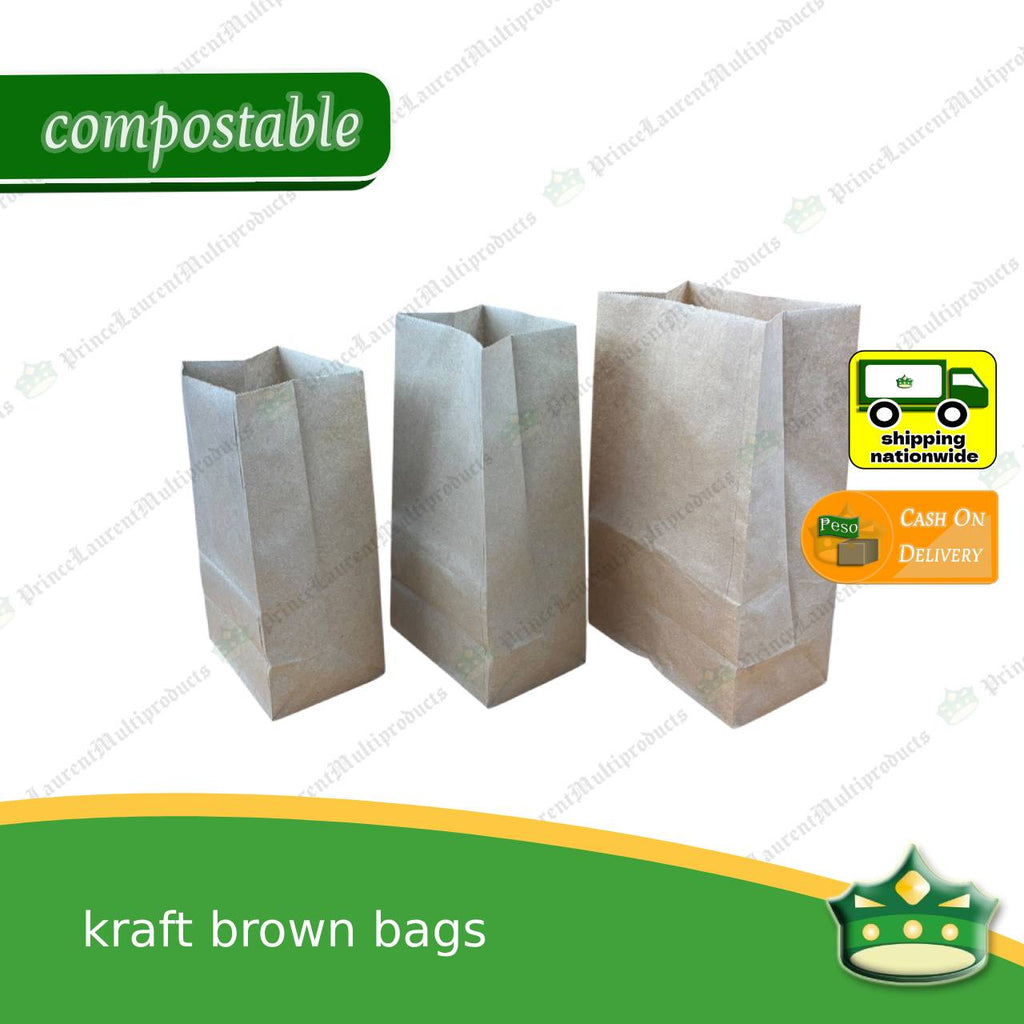 [100 pcs] kraft brown paper bag #4 / 5 / 6 for environment friendly packaging