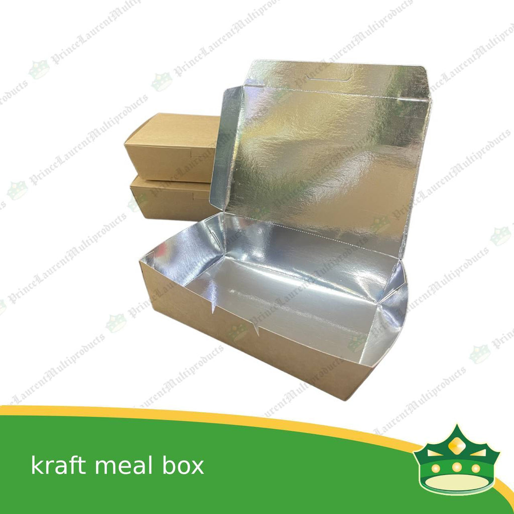[25 pcs] meal box kraft silver coated leak proof for take-out, packed meal, ulam viands, rice toppings, noodles, pansit, merienda