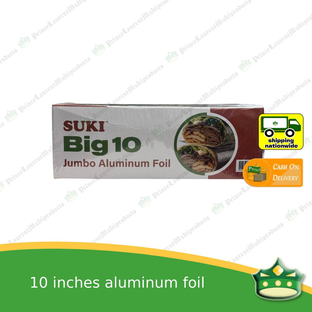[1 roll] 10 INCHES aluminum foil (SUKI brand) 1.27 kgs for wrapping food, embotido, bangus, inihaw