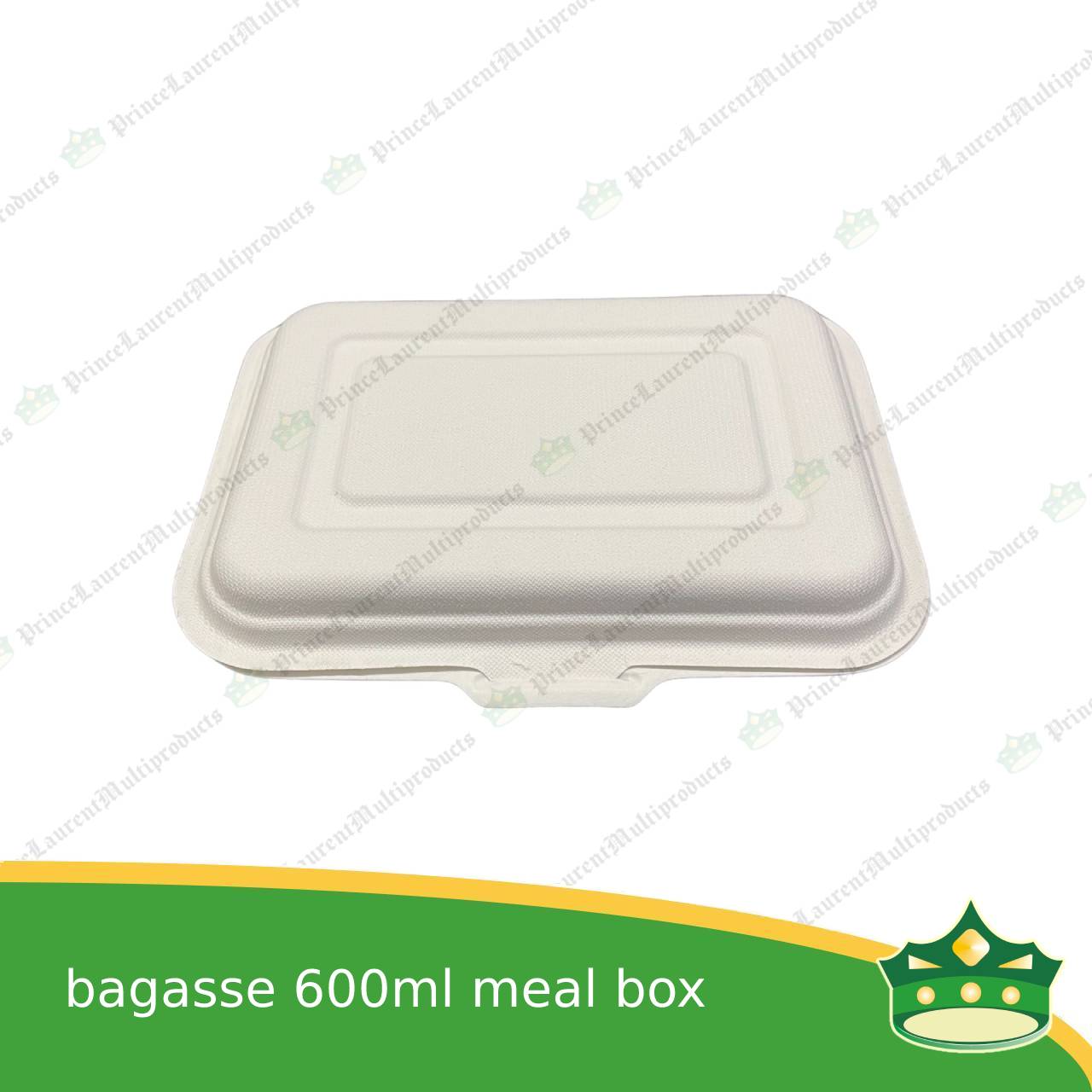 [50 pcs] bagasse 600ml meal box paper take out food box compostable biodegradable take away boxes for meals, rice toppings, catering food