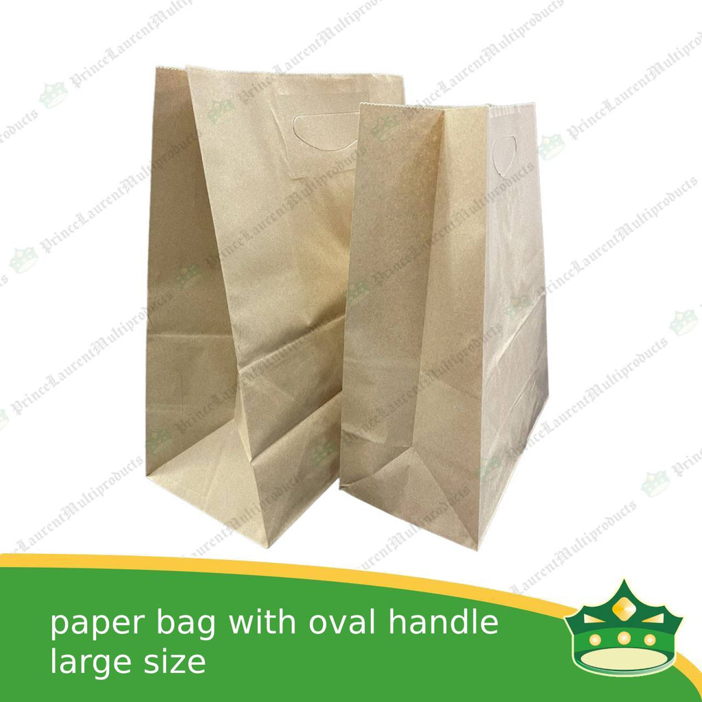 [50 pcs] kraft paper bag with oval handle large (275x142x336mm)