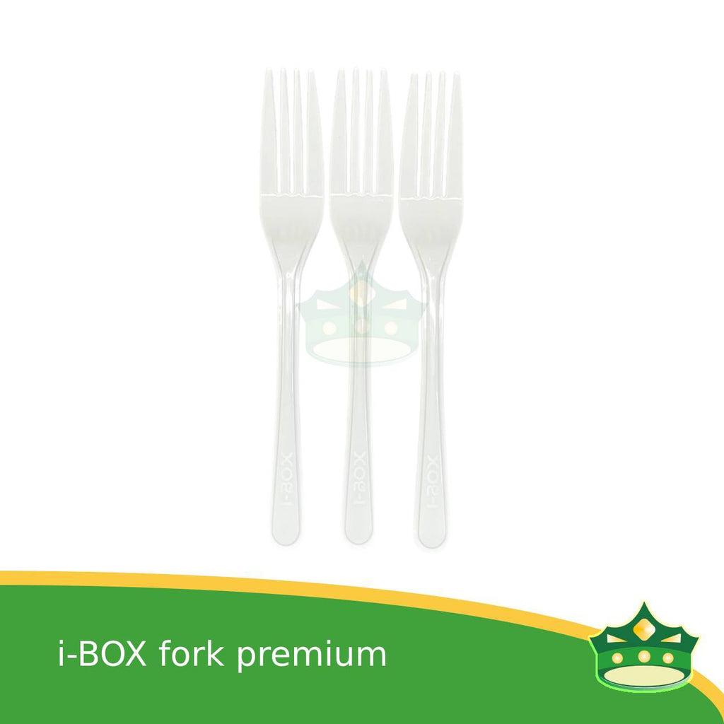 [25 pcs] iBox premium plastic hard spoon or fork white 6.75 inches length disposable cutleries for parties events and celebration