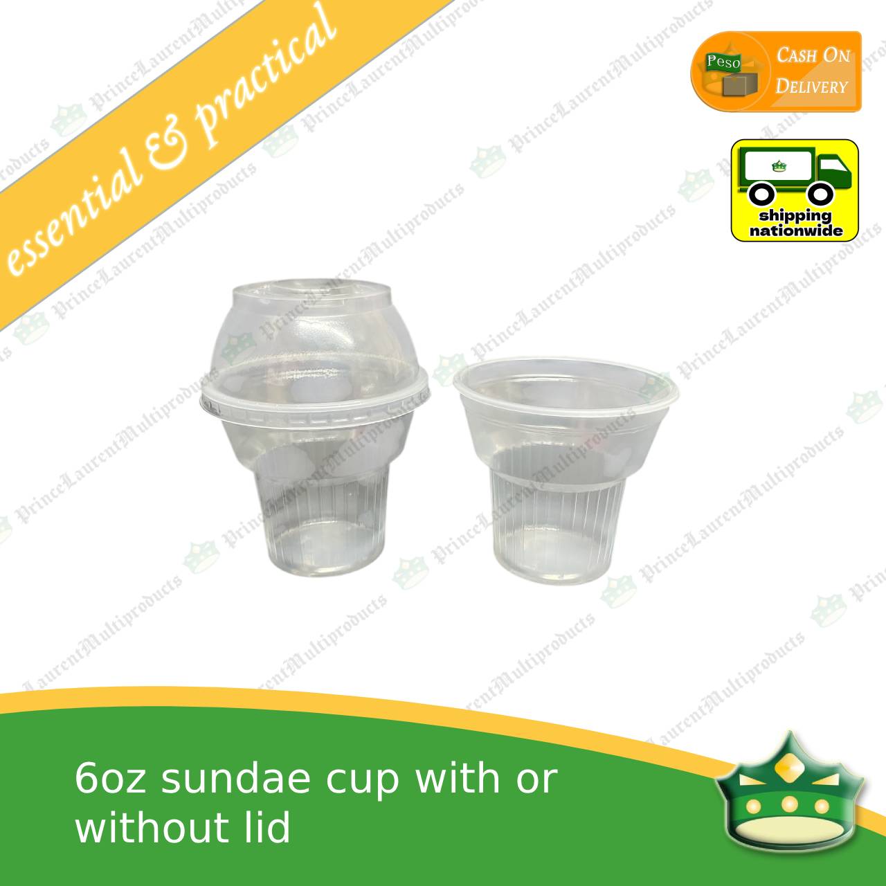[100 pcs] 6oz sundae cup with or without lid for sundae, dessert, ice cream, yogurt, froyo, gelato, iced drink