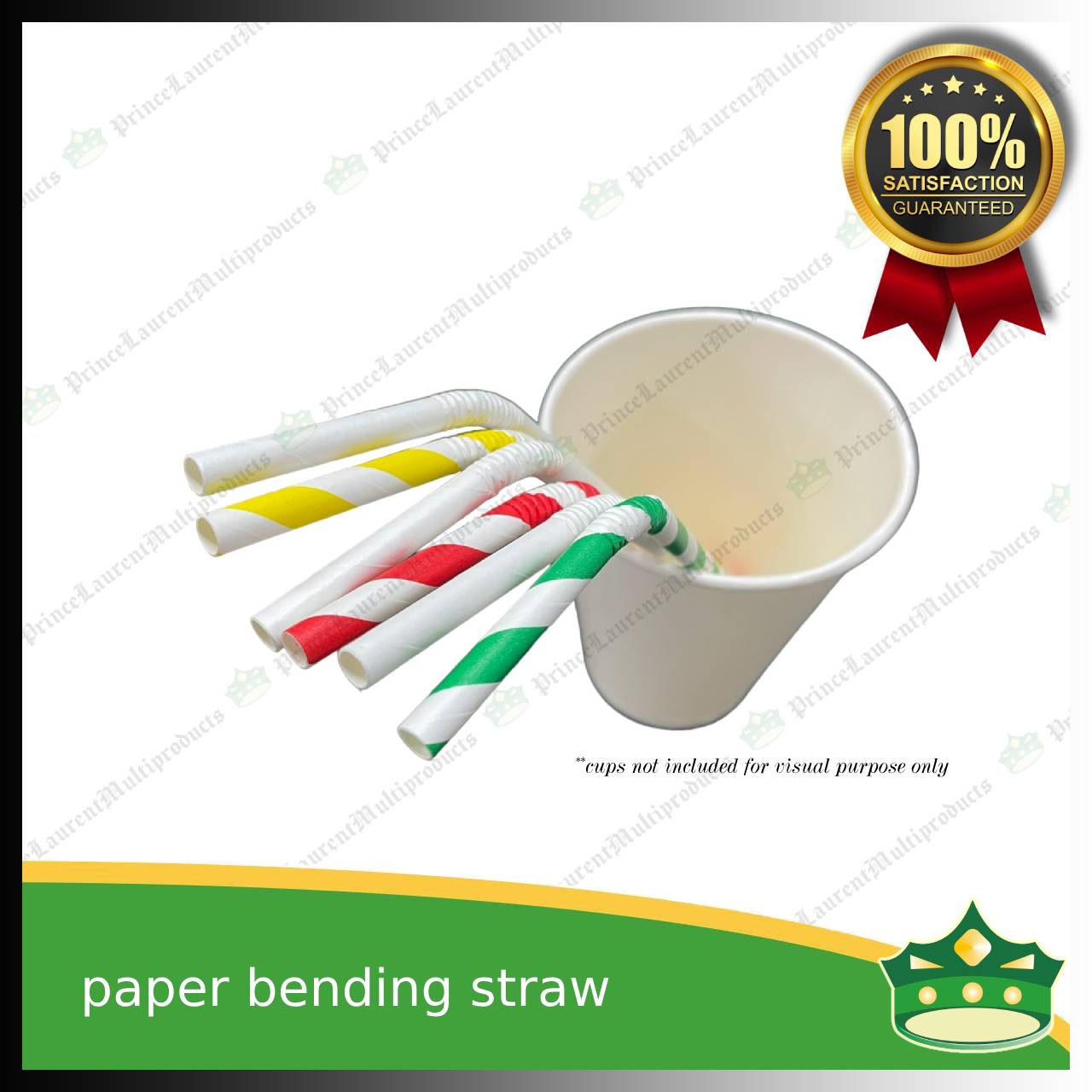 [100 pcs] bending paper straw white / colored for milk shakes, juices and other cold beverages