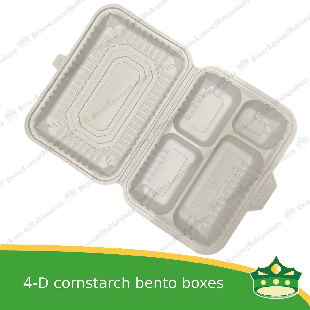 [50 pcs] 4 division compostable cornstarch bento box biodegradable meal box