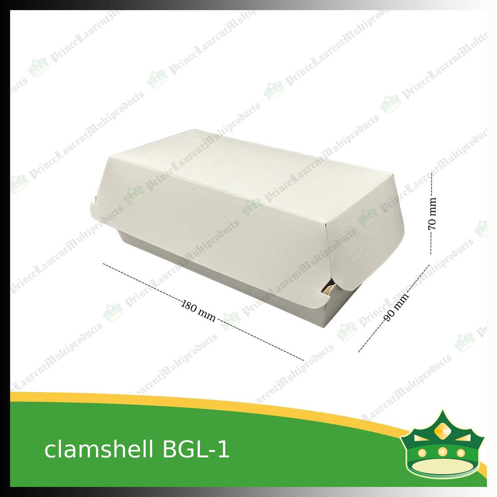 [50 pcs] clamshell white rectangular BGL-1 food box for take-out packed lunch meals