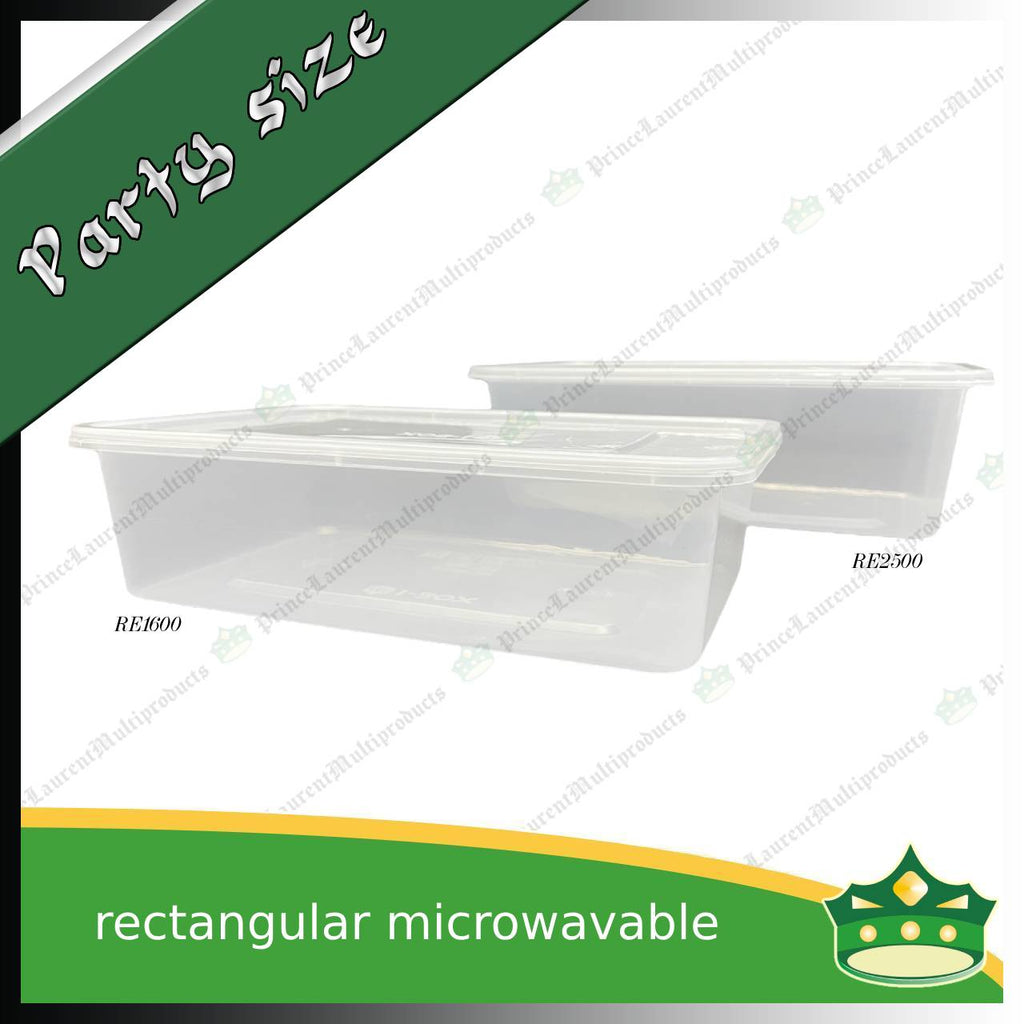 [5 pcs] IBOX brand 1600ml microwavable plastic large rectangular container with lid for take out of noodles soup and other food products