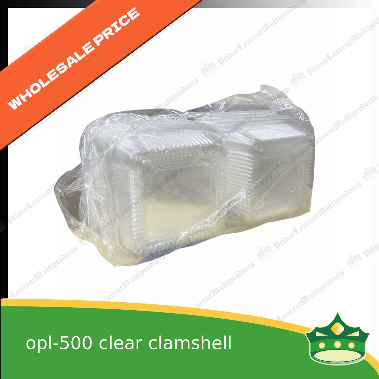 [1 case] clear clamshell OPL500 OPS clearview food containers for any food products, muffins, cakes, chiffon, cupcakes, salad, fruit, baked goods