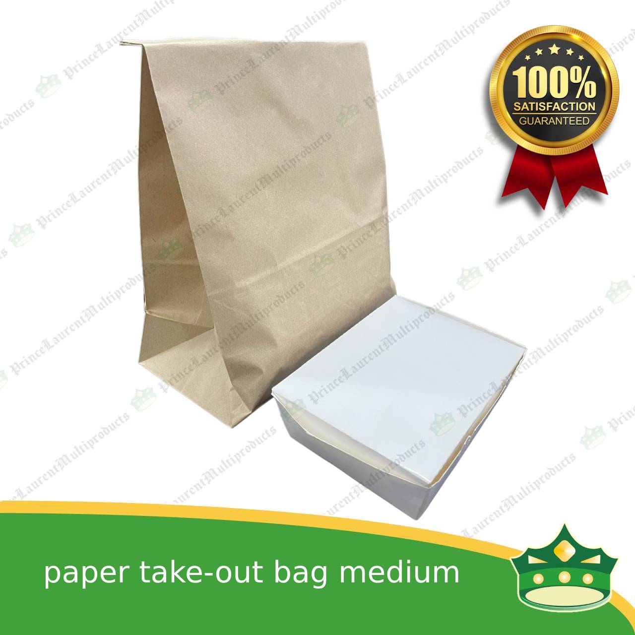 [100 pcs] paper take out bag medium for take away and delivery packaging perfect fit for paper food boxes
