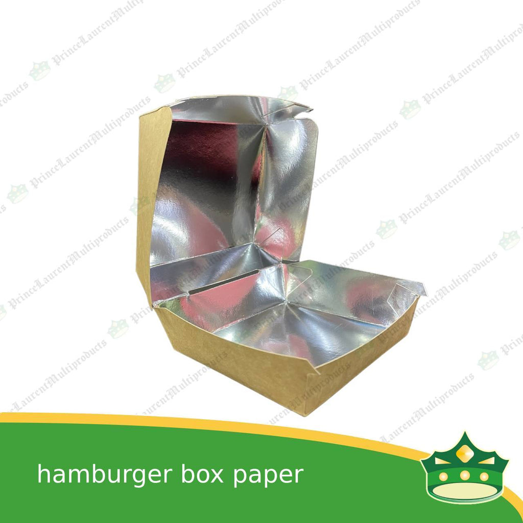 [25 pcs] hamburger box kraft silver coated leak proof for hamburgers, siopao, small meal, take-out, packed meal, ulam viands, rice toppings, noodles, pansit, merienda