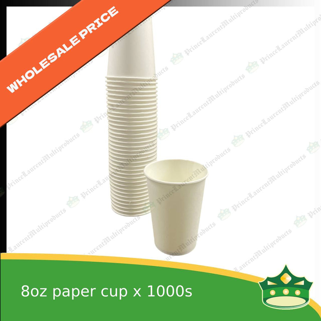 [1000 pcs] 8oz paper cup plain white 75mm good quality food grade for drinks, hospitality industries and services