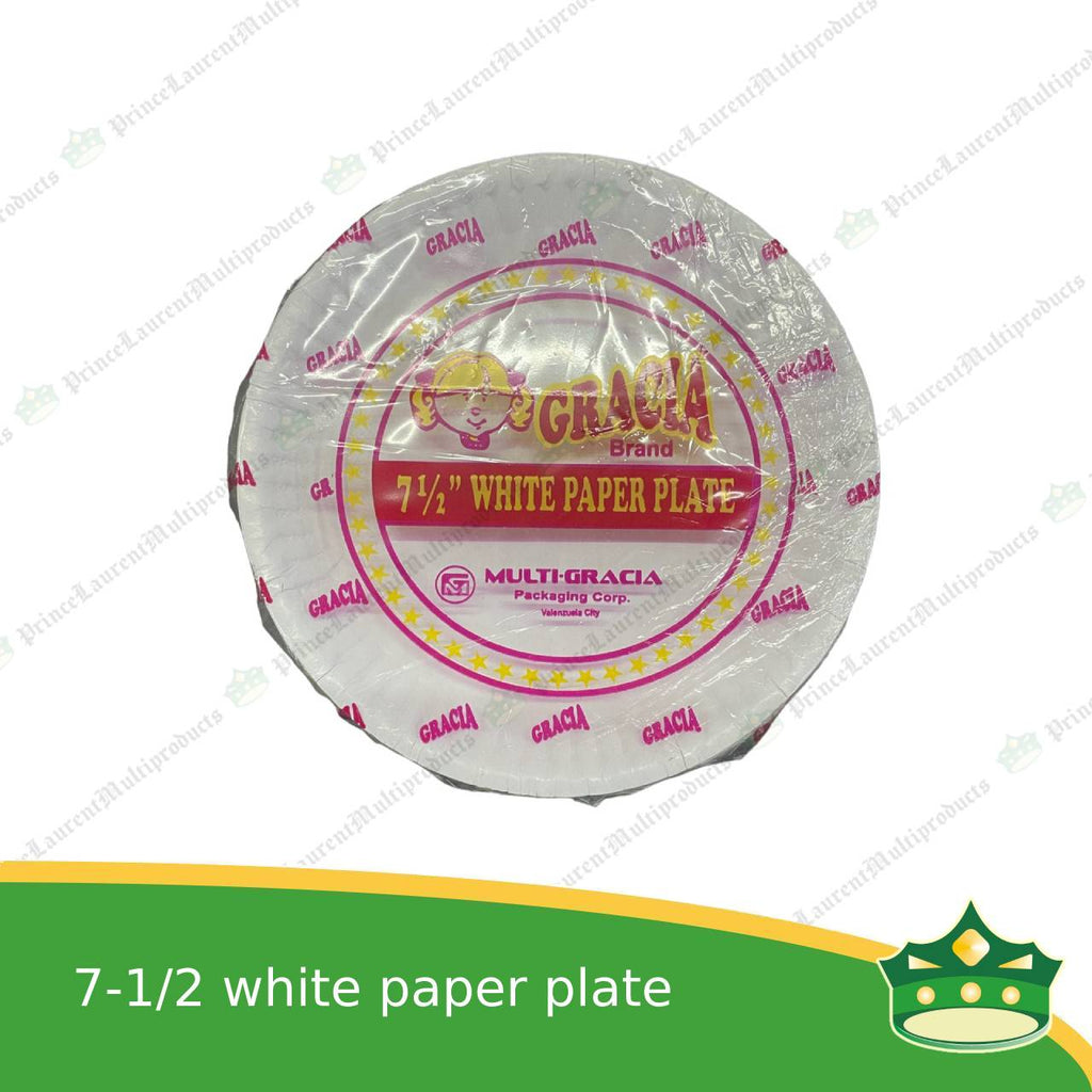 [44 pcs] 7-1/2 paper plate white no coating use as disposable serving dish for all occasions