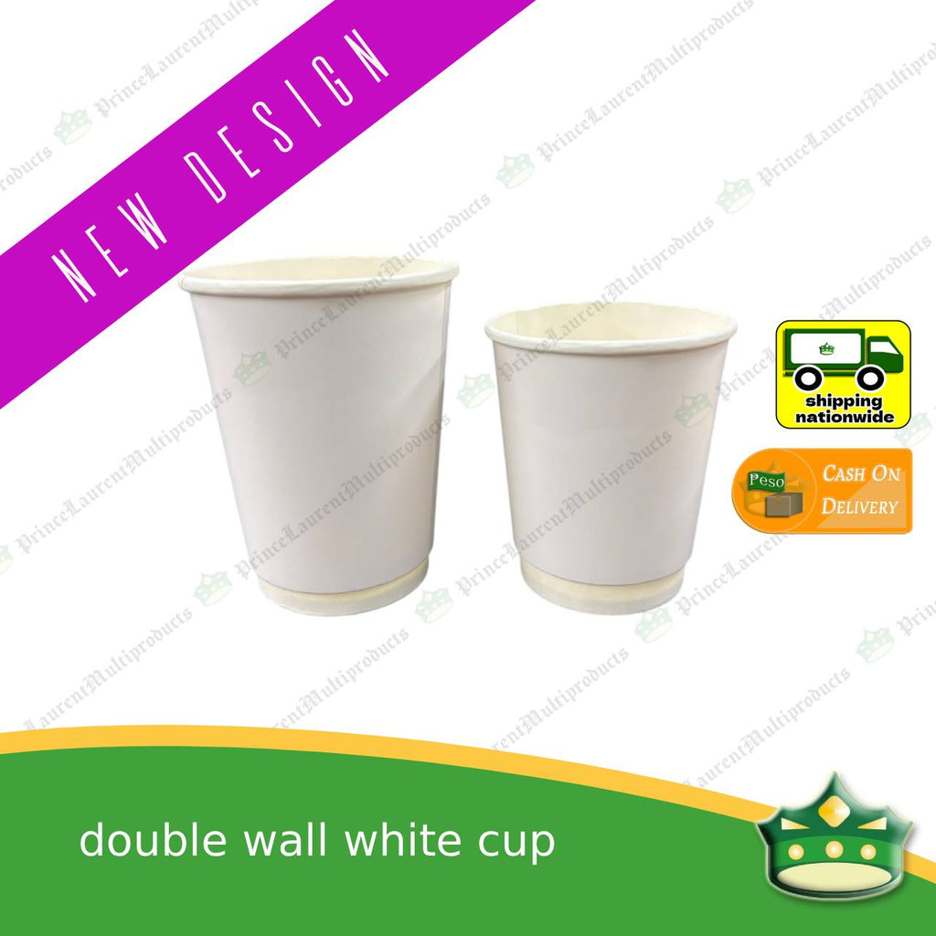 [25 pcs] double walled coffee cup WHITE 8oz 12oz 16oz for brew coffee, brew tea, hot chocolate or any hot beverages