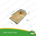 [50 pcs] kraft sushi trays with clear viewable lid