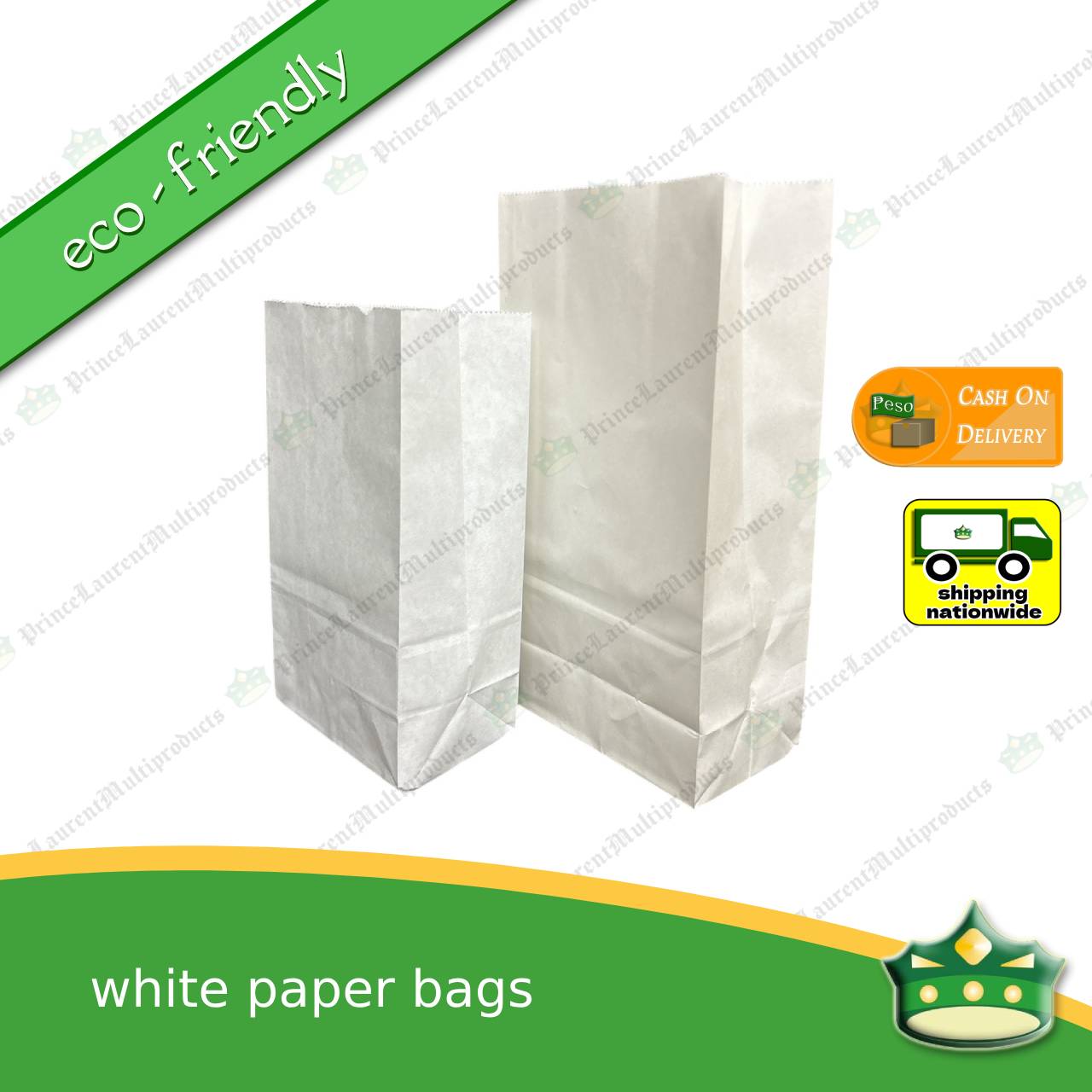 [100 pcs] white paper bag food-grade for miscellaneous take-out