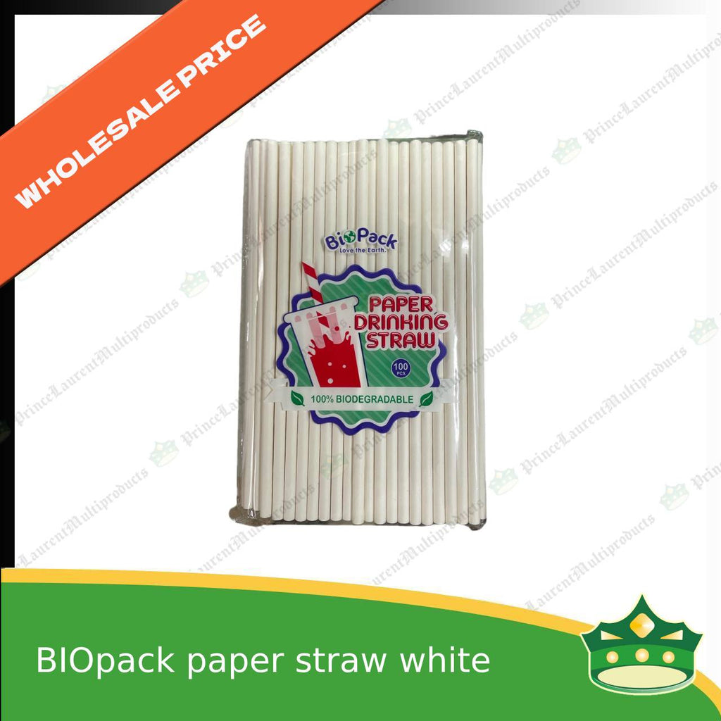 [1 case] Drinking paper straw white 0.5cm for milk shakes, juices and other cold beverages