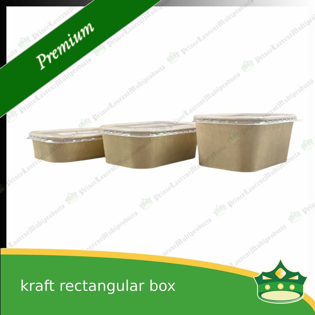 [50 pcs] kraft rectangular box with lid 750cc laminated for rice meal, other food products