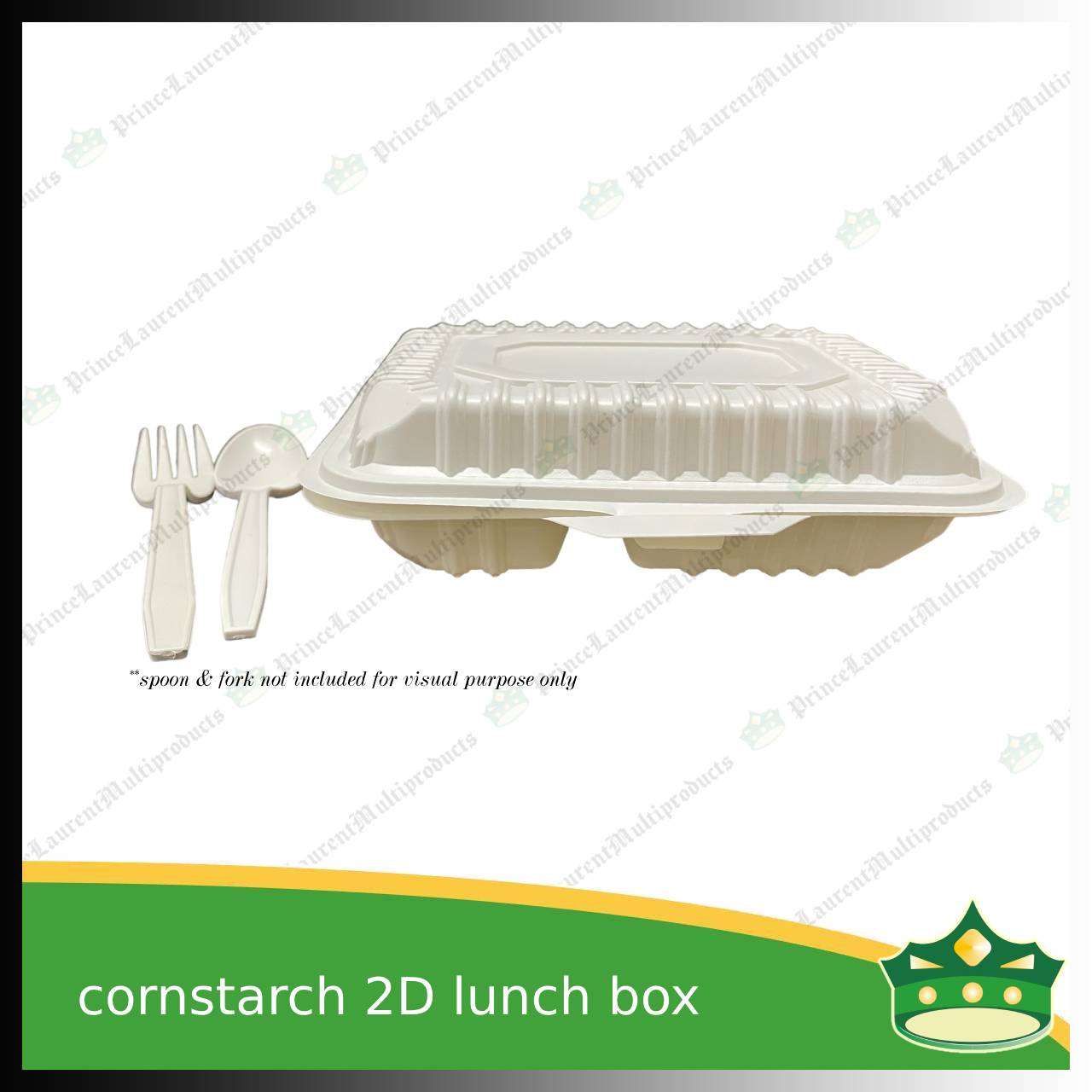 [50 pcs] 2 division compostable cornstarch bento box biodegradable meal box