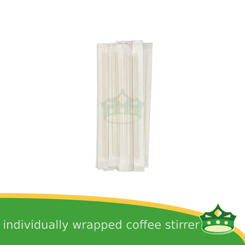 [500 pcs] individually wrapped wooden stirrer 5.5" for coffee take-outs, food service providers, catering supplies, hospitality industry
