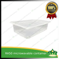 [50 pcs] ra50 750ml pp clear microwavable plastic rectangular container with lid