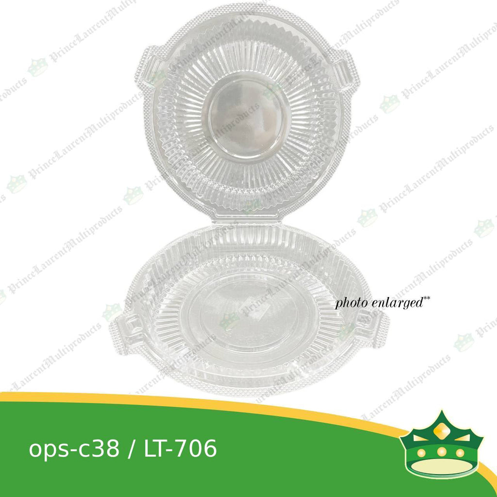 [50 pcs] clear clamshell OPS-c38 round OPS clearview food containers for any food products, muffins, cakes, chiffon, cupcakes, salad, fruit, baked goods