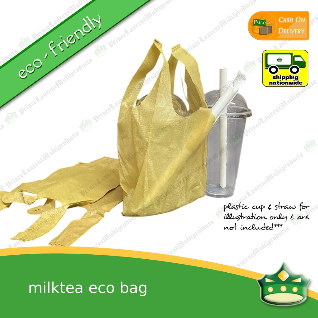 [100 pcs] milk tea eco bag milktea ecobag biodegradable sando bag reusable & environment friendly bag