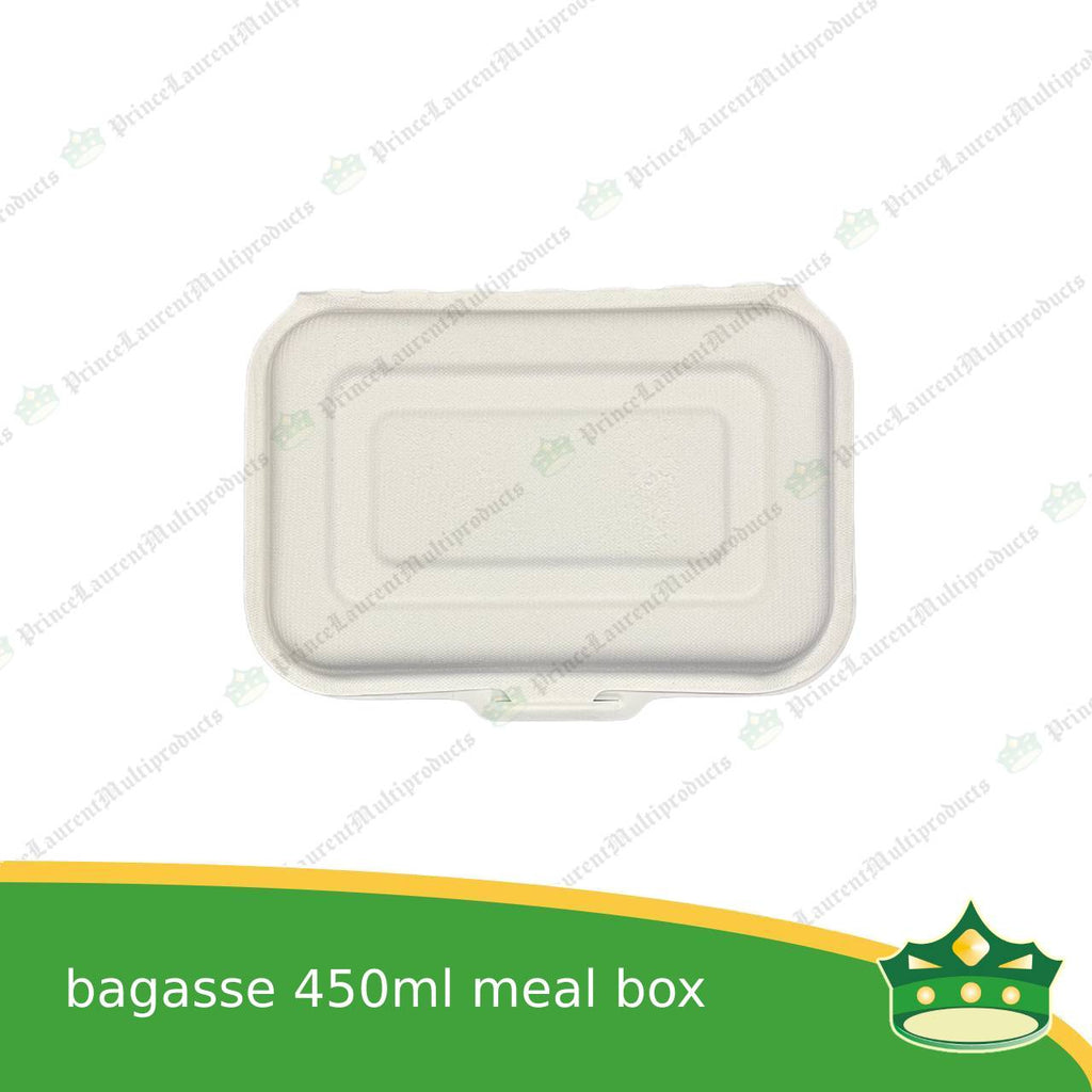 [50 pcs] bagasse 450ml meal box paper take out food box compostable biodegradable take away boxes for meals, rice toppings, catering food