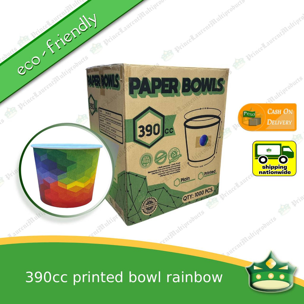 [1000 pcs] paper bowl 390cc printed laminated for stir fry noodles, soup, Hongkong fried noodles, rice toppings, food take out