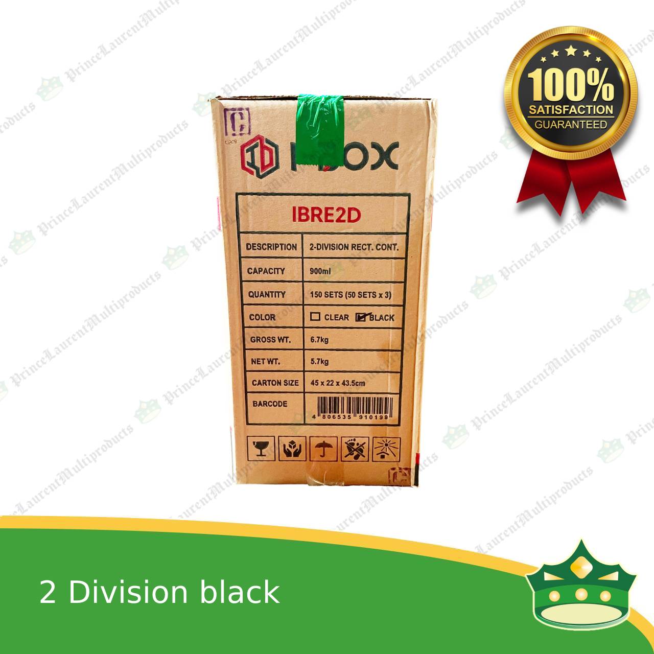 [150 pcs] iBox brand 2 division microwavable bento boxes black body clear cover for food packs & catering events parties meetings & many more