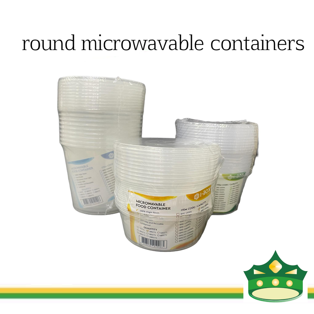 IBOX brand microwavable plastic round containers take out for soups and other food products