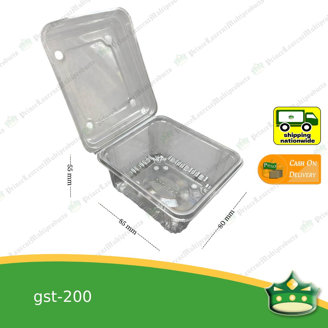 [50 pcs] clear PET clamshell container for fruits and vegetables GST-200